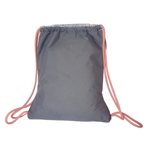 Adidas Alliance Gym Bag Gray Pink Stripes Drawstring Sling Embroidered Zip Pocke - Picture 5 of 6